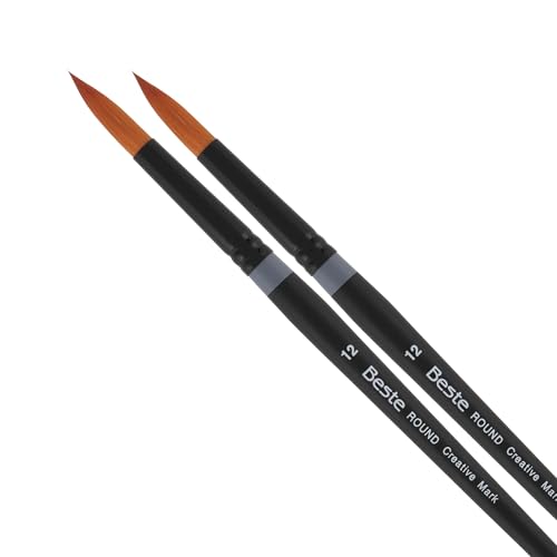 Creative Mark Beste Golden Taklon Round #12-2 Pack Artist Brush,