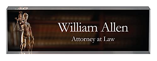 Infusion Personalized Office Desk Name Plate Acrylic Glass Block (10 x 3 x 1.25", Attorney)
