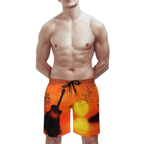 Abstract Guitar Men's Swim Trunks Quick Dry Board Shorts Hawaiian Beach Shorts With Pocket 2XL2
