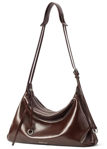 Amazing Song Leather Shoulder Bag for Women, Chocolate