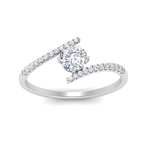 Image of Choose Your Gemstone Bypass Modern Round Diamond CZ Ring 925 Sterling Silver Round Shape Side Stone Engagement Rings Lightweight Office Wear Everyday Gift Jewelry US Size 4 to 12