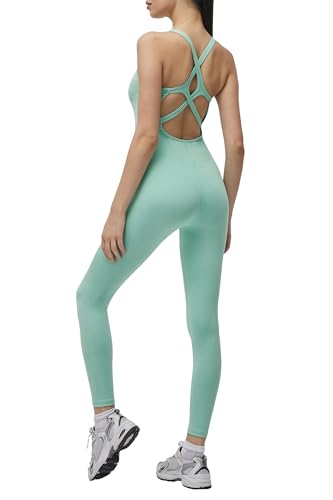 Image of LOVESOFT Workout Jumpsuits for Women Sleevesless Bodycon Backless Unitard