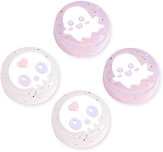 BelugaDesign Ghost Thumb Grips | Halloween Gothic Clear Jelly Glitter Joystick Grip Button Caps | Compatible with Nintendo Switch Standard Lite OLED