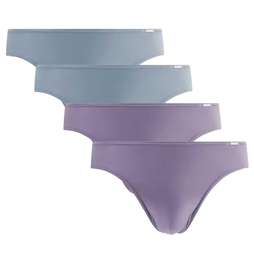 Men’s Modal Bikini Briefs Low Rise Underwear with Breathable Single Layer Pouch Microfiber Underpants White ES2011