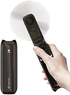 LETSCOL Handheld Mini Fan, 3 in 1 Hand Held Fan, Portable Travel Fan, Small Foldable Pocket Fan, Personal Desk Fan with Power Bank, Flashlight for Adults Women Makeup (Brown)