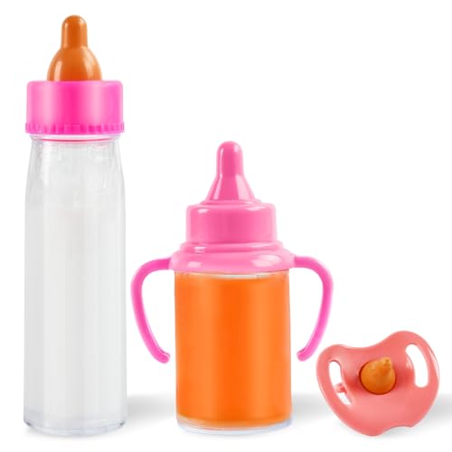Zecouk Biberones Mágicos para Muñecas, 2 Piezas Biberón para Muñecos con Chupete, Accesorios para Muñecas Botella de Leche Mágica, Biberón Mágico Muñecos Bebes, Simulación de Alimentación Juguete