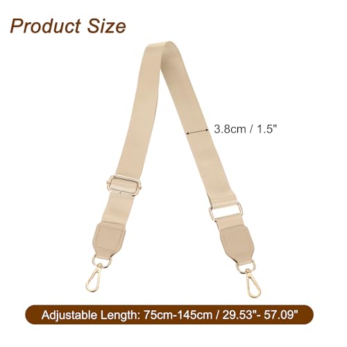 Image of uxcell Wide Shoulder Strap, 3.8cm Adjustable Purse Strap Replacement Crossbody Strap for Shoulder Bag Handbag, Light Gold, Gold Square Mouth Buckle