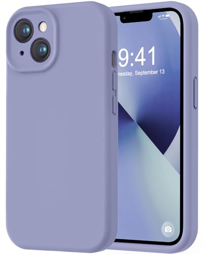 Image of LOVE 3000 Designed for iPhone 13 Case, Premium Silicone with [Camera Protection] [Soft Anti-Scratch Microfiber Lining] Shockproof Protective Case for iPhone 13 Women Men Girls 6.1 inch, Lavender Grey