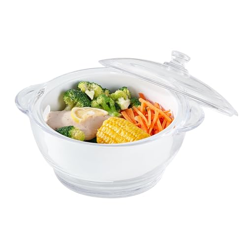 EliteVibe Glass Microwave Steamer, 2.5L Vegetable Steamer Bo