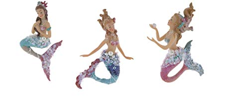 Beautiful Mermaids With Sequins, Pearls And Glitter Christmas Tree Ornaments 2021 (Mermaid Collection Set Of 3) #TOP21