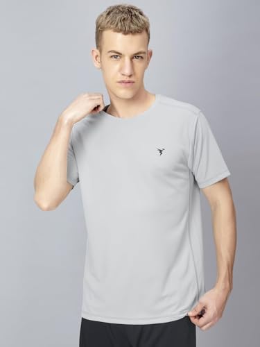 Image of TECHNOSPORT Men's Slim Fit Polyester Activewear Sports T-Shirt with Moisture-Wicking Comfort for Workout, Running & Gym