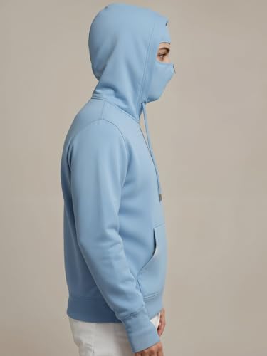 Image of ADRO Men Balaclava Hoodies | 320 GSM Soft Cotton Zipper Hoodie | Thumb-Hole Cuff Gloves | Travel Jacket with Hood | Winter Sweatshirt