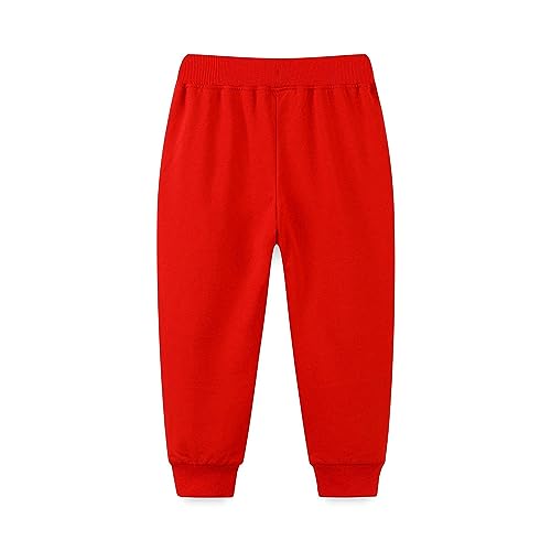 Image of Mud Kingdom Little Boys Girls Christmas Sweatpants Elastic Waist Joggers Embroidered Pattern Sweat Pants with Pockets