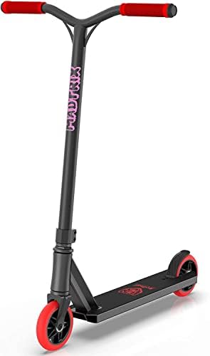VOKUL Complete Pro Scooter for Kids Boys Girls Teens Up 6 Years - Freestyle Tricks Pro Stunt Scooter - High Performance Gift for Skatepark Street Tricks (V2-Red Black)