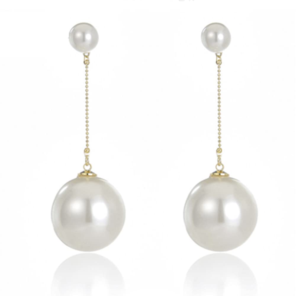 YERTTER Women Vintage Gold Pearl Statement Dangle Earrings Long Big Pearls Drop Earrings for Women Girls…