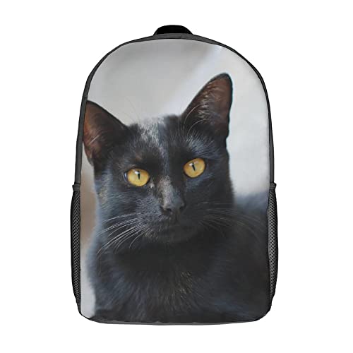 Sac à dos imprimé en 3D motif chat cartable scolaire multi-poches 17 pouces