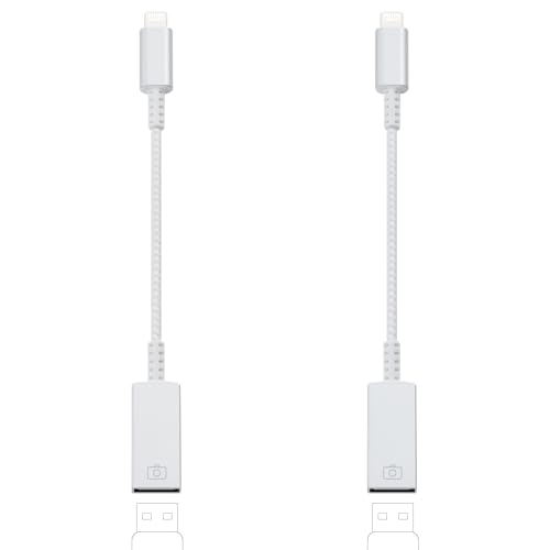 Esiposs Adapter Lightning auf USB, [MFi Zertifizierung] Lightning USB Adapter Daten&uuml;bertragung Foto OTG f&uuml;r iPhone14/13, iPad 9/8, Unterst&uuml;tzen USB Sticks/Kamera/Tastaturen, Silber Wei&szlig;
