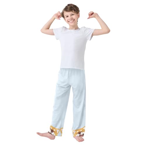 Boys' Pants Cute Shiba Inu Dog Face Long Bottoms Jogger Pants Elastic Waist Trousers with Pockets S-XL2