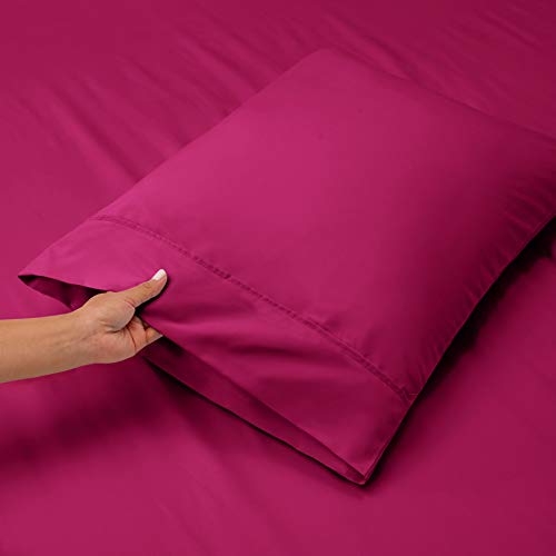 Image of Hearth & Harbor Extra Deep Pocket King Sheets - 4 Piece Hotel Luxury King Sheet Set Fits Up to 24 inch Mattress - Ultra Soft Luxury King Bed Sheet Set - Soft & Breathable, King, Vivacious Magenta
