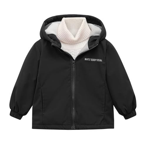 Girls Boys Winter Warm Coat Fleece Sherpa Lined Zip Up Hooded Jacket Thicken Padded Windproof Jackets Outerwear Clothes