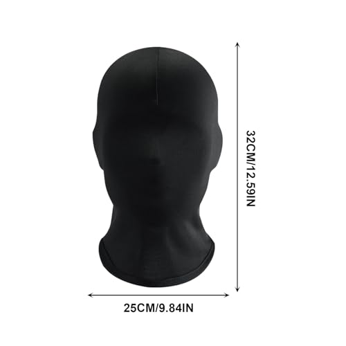 EUPSIIU 3 Pieces Black Full Face Mask Full Black Mask Full Face Cover Halloween Zentai Hood Mask Spandex Hood Mask Faceless Mask Morph Mask Party Costume Men Women Adult (Black) - Image 2