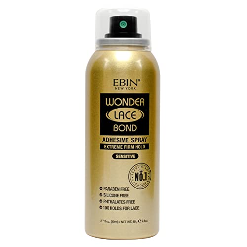 Image of EBIN NEW YORK Wonder Lace Bond Adhesive Spray - Sensitive, Extreme Firm Hold, 2.7 fl. oz. / 80ml | Fast Drying, No Residue, No Build Up, Powerful All-Day Hold, Daily Wig Application