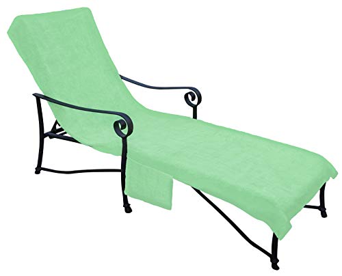 Pool Side 1000-Gram Chaise Cover, Pool Lounge Chair Cover, Lawn Chair Cover, Patio Chair Cover with 10-Inch Slip-on Back and Side Pocket Pool Paradise Green