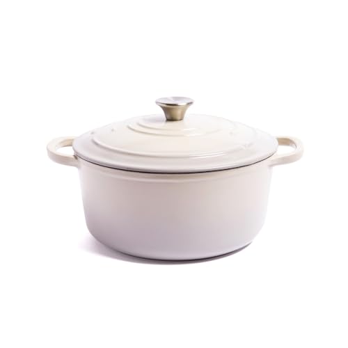 Larder & Vine 5.7 qt Enameled Cast Iron Dutch Oven Pot with Lid, Stone