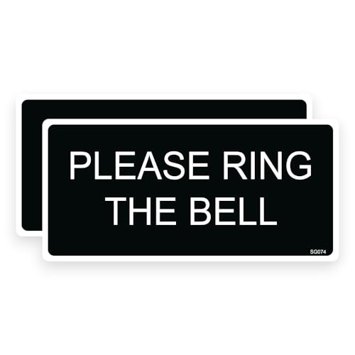 2 Pack - Sticker Gold - Small Subtle 9cm Please Ring Bell Self Adhesive Stickers - Sign, Notice, Door Knocker, Decal SG074