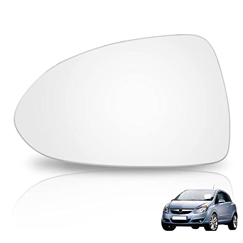 AUTOXBERT Wing Mirror Glass Left Side Convex Fit For Vauxhall Corsa D 2006-2014 Vauxhall Corsa E 2014-2019 STICK-ON Passenger Side