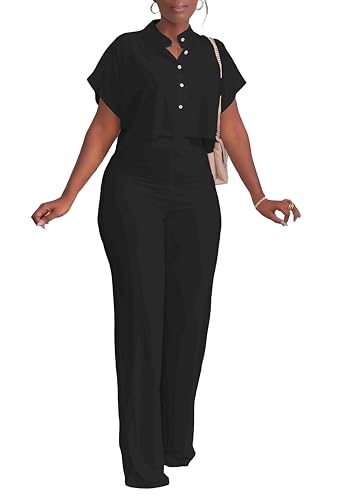 HBQ Women's Summer 2 Piece Outfits Casual Tracksuit Short Sleeve