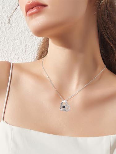 Dorunmo Mother's Day Gift for Women Personalized Photo Projection Necklace 925 Sterling Silver I Love You 100 Languages Pendant Romantic Jewelry Gifts for Women Mom Birthday Anniversary3