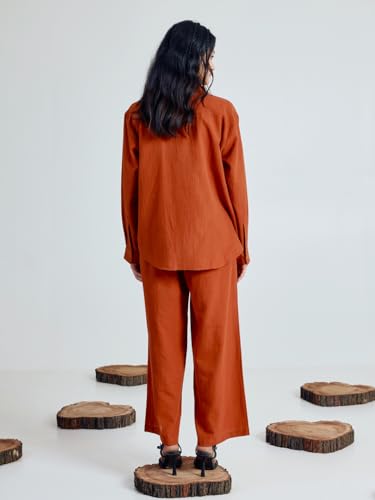 Image of FIORRA Women's Linen-Blend Loose Relaxed Fit Co-Ord Set
