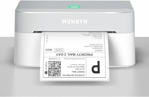 MUNBYN RW403B Bluetooth Thermal Label Printer, Wireless 4x6 Shipping Label Printer for Small Business, Compatible with Android, iPhone, Windows, Mac, Chromebook, Canada Post (White)