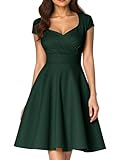 Fynadressr Green st Patrick's Day Prom Party Dress Women's 1950s Vintage Cocktail Wedding Guest Dress Sweetheart Neckline A Line Dark Green XL