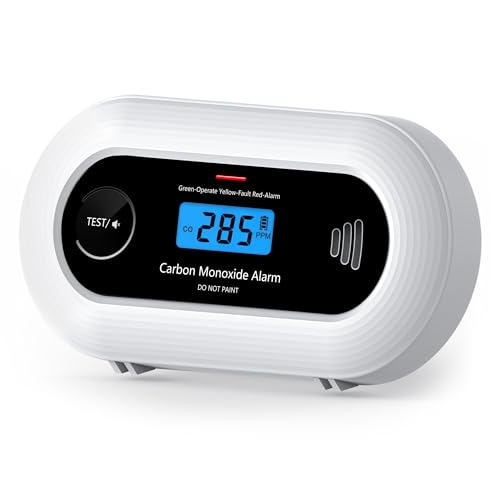 Carbon Monoxide Detector, Portable 10-Year Battery CO Alarm with Digital LCD Display, Battery...