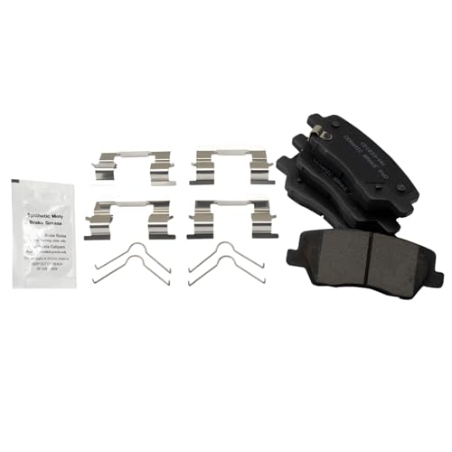 Image of TRQ Performance Rear Ceramic Brake Pad and Rotor Set Coated Drilled Slotted Compatible with 14 Cadillac CTS Base Model Sedan, 15 Cadillac CTS Base Model, 16-18 Vsport