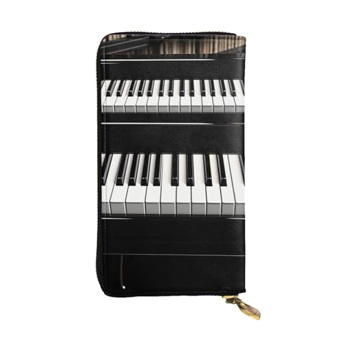 Portefeuille en cuir noir grand format avec fermeture éclair et support téléphone pour voyage