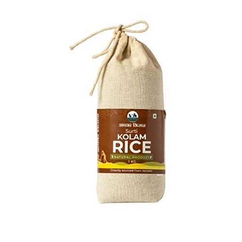 Image of Apka Kisan Surti Kolam Rice | Premium Lachkari Raw Rice | Medium Grain Non-Sticky Rice | Fluffy & Aromatic | Daily Rice (1Kg)