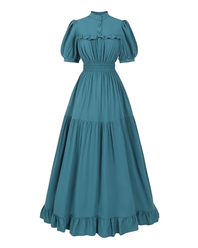 NSPSTT Victorian Dress for Women Short Sleeve Edwardian Dress Gothic Renaissance Costume Womens Medieval Renaissance Costume Medieval Dresses, Blue, M NSPSTT Victorian Dress for Women Short Sleeve Edwardian Dress Gothic Renaissance Costume Womens Medieval Renaissance Costume Medieval Dresses, Blue, M