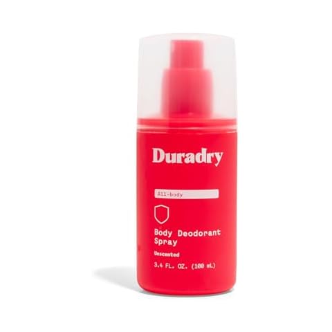 Duradry Body Deodorant Spray for Men and Women - Unscented Deodorant for Whole Body, Aluminum Free, Natural Odor Neutralizer, Clear and Residue Free, Non Staining, Cruelty Free - 3.4 Fl Oz Cover