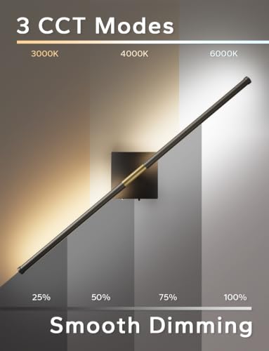 Image of KARTOOSH Peel and Stick Wall Sconces Battery Operated Set of 2, Black&Gold | 28.7in, 25-120h Run Time, Wireless, 3CCT, Dimmable Rechargeable Wall Lights with Remote for Bedroom Living Room Hallway