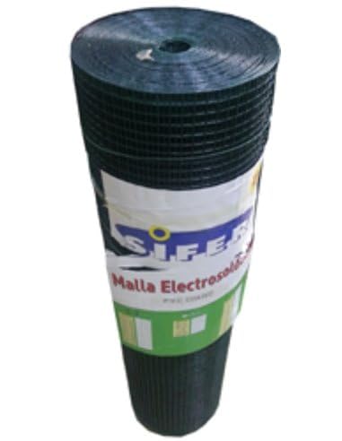 Malla electrosoldada sifer 13x13x0,8 1.oo mt plastif. verde 25 m