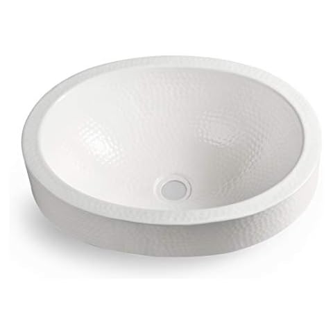 Monarch Abode 19004 Classic White Hand Hammered Oval Skirted Bathroom Vanity Sink (17 inches) Cover