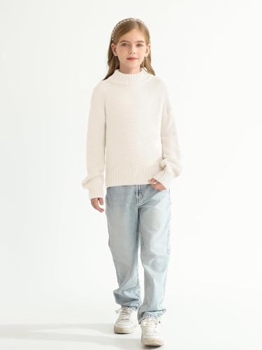 Imily Bela Girls Mock Neck Pullover Sweaters Casual Long Sleeve Knit Jumper Tops3