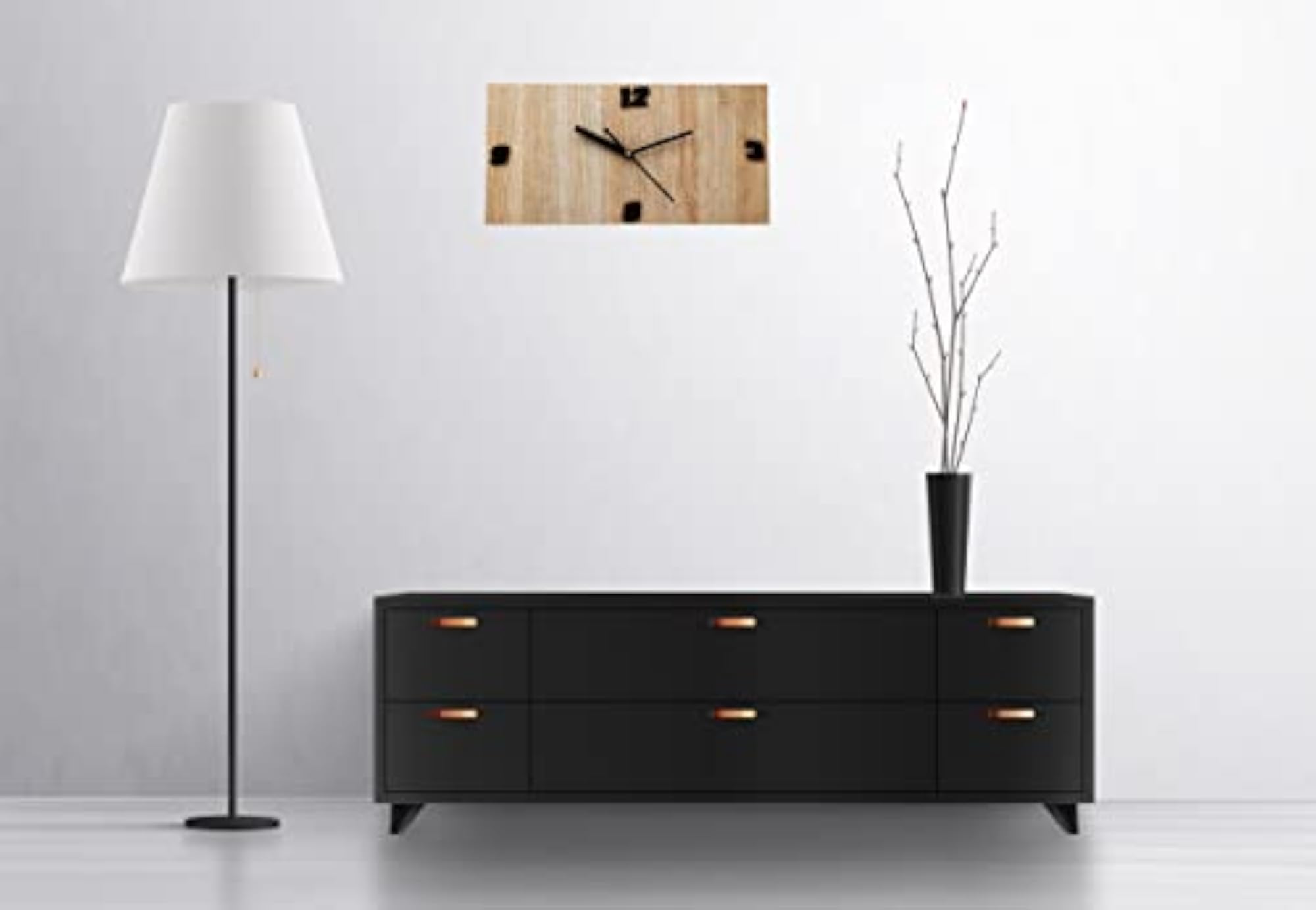 MDF Wooden Square Shaped Decorative Analog Wall Clock for Home