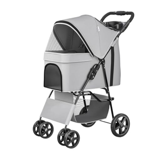 NMGMJQ Pet Stroller for Dogs and Cats Foldable Pet Dog Stroller with Wheel Foldable Cat Dog Stroller with Storage Basket for Small Medium Pet Stroller(Grey)