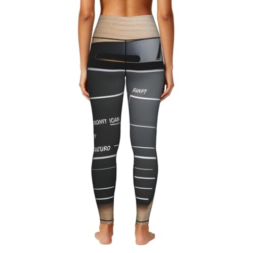 Pantalones de yoga con bolsillos y estampado de tablilla de películas 4