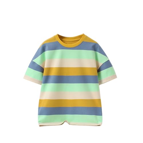 Hotfiary Boys Girls Short Sleeve Striped T Shirts Kids Soft Cotton Crew Neck Summer Tee Tops Children Casual T-Shirts 6-13Y