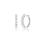 Carbon Atelier Lab Grown Diamond Huggie Hoop Earrings for Women I 10k White Gold Earrings for Her I IGI Certified 1/3 Carat Diamonds (I-J, SI1-SI2, 0.30 cttw) Hinged Hoops